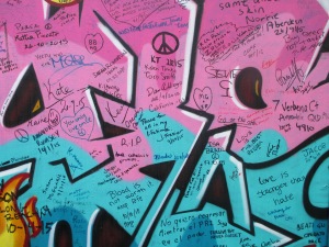 Part of the graffiti  on The Peace Wall.
