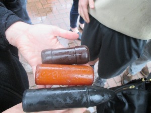 The bullets that were used during the war-made of plastic and rubber 